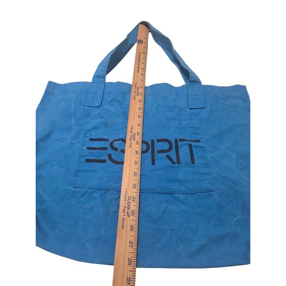 Vintage 90’s ESPRIT Blue Black Logo Tote Carryall Shopper Bag Large Made In USA - Picture 5 of 14